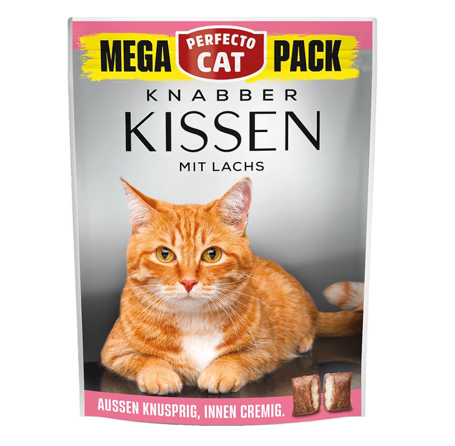 Perfecto Cat Feine Knabber-Kissen mit Lachs 150 g – Mega Pack