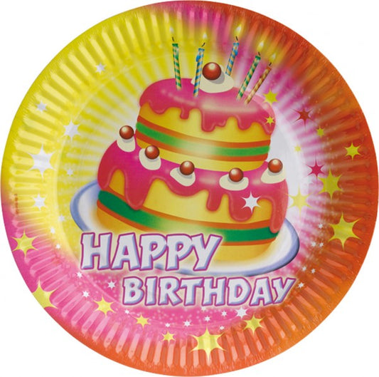 8 Pappteller zum Geburtstag, 23 cm