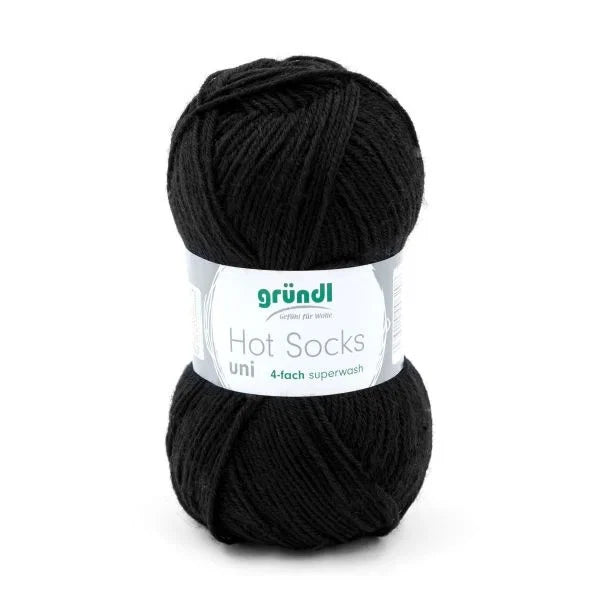 Gründl Hot Socks uni Sockenwolle 50 g schwarz
