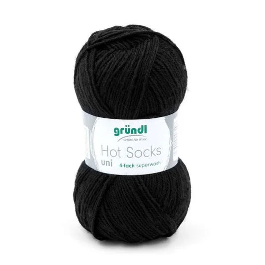 Gründl Hot Socks uni Sockenwolle 50 g schwarz