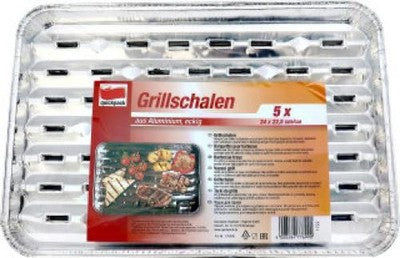 QuickPack Aluminium-Grillschalen, eckig, 34 × 22,5 cm, 5 Stück