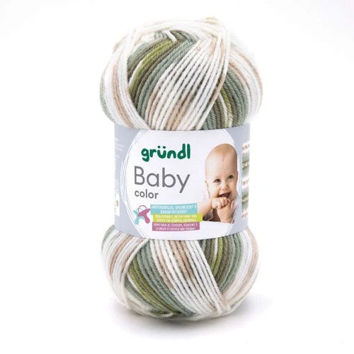 Gründl Baby Color Wolle, 50 g, olive-natur-jade-grau