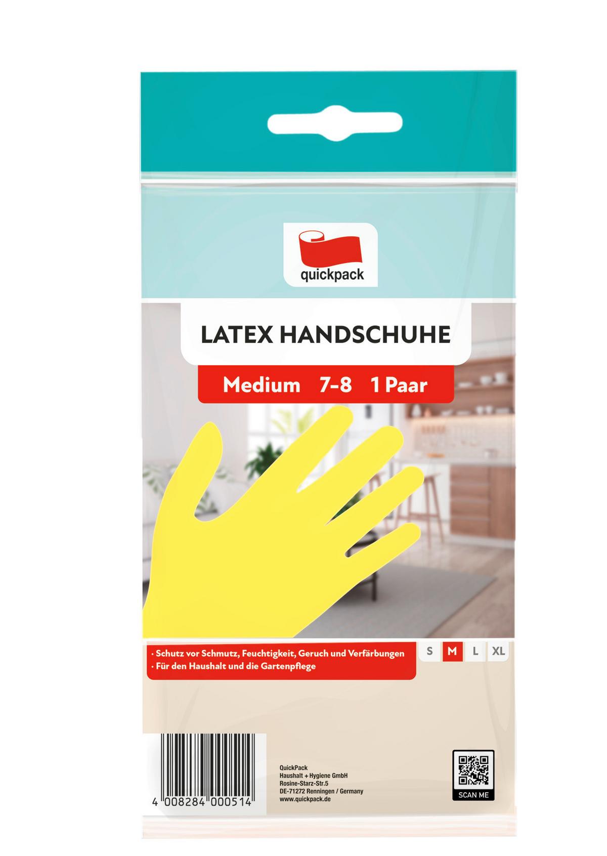 QuickPack Latex-Haushaltshandschuhe, Größe M