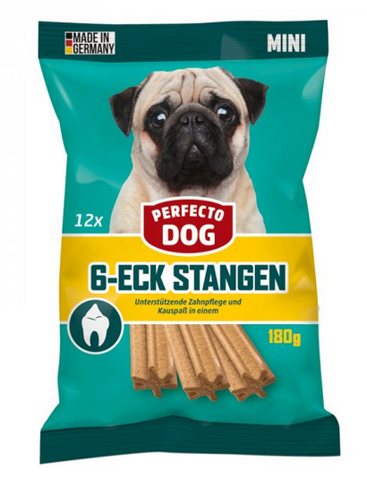 Perfecto Dog 6-Eck-Stangen MINI, 12 Stück, 180 g