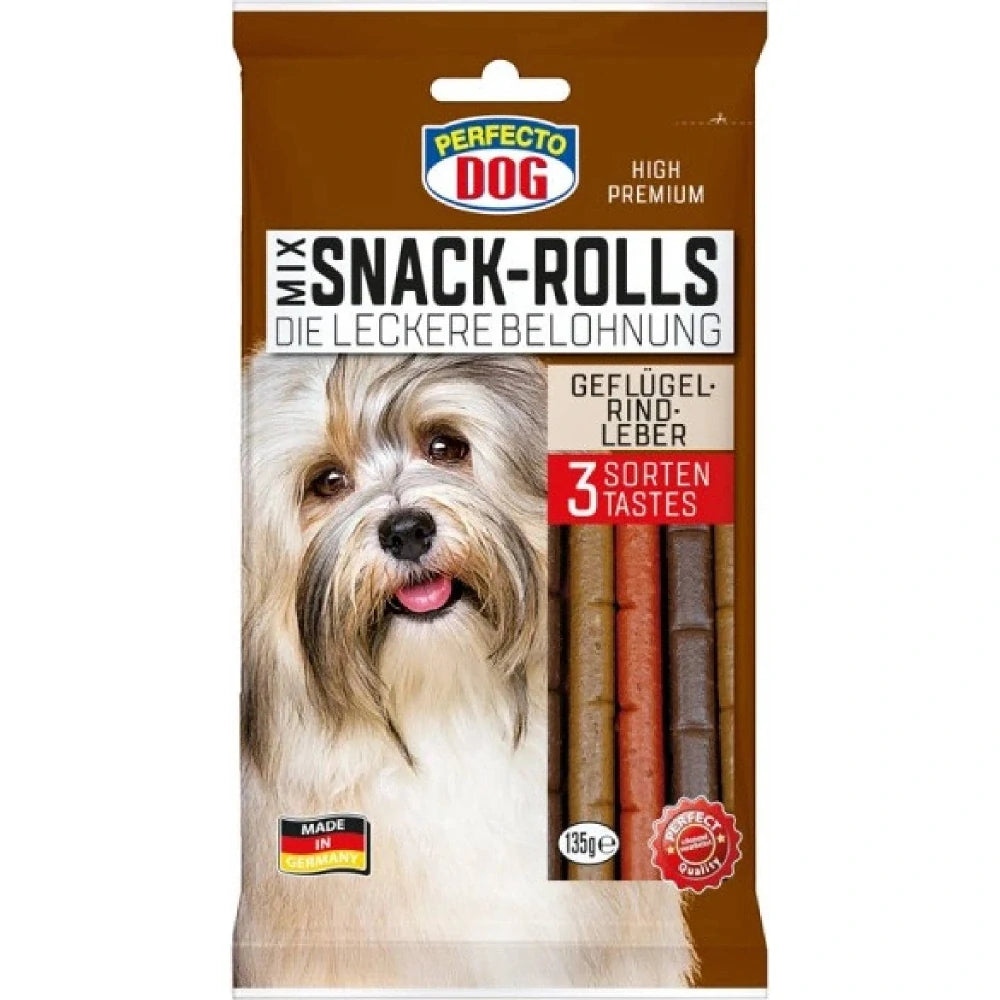 Perfecto Dog Snack-Rolls-Mix mit Geflügel, Rind und Leber 135 g